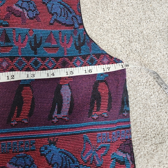Vest Vintage Woven Tapestry Wool Cotton Galapagos Tortoise Penguin Iguana Size M - Picture 9 of 12